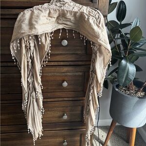 Chic Tan Scarf with Tassel Details